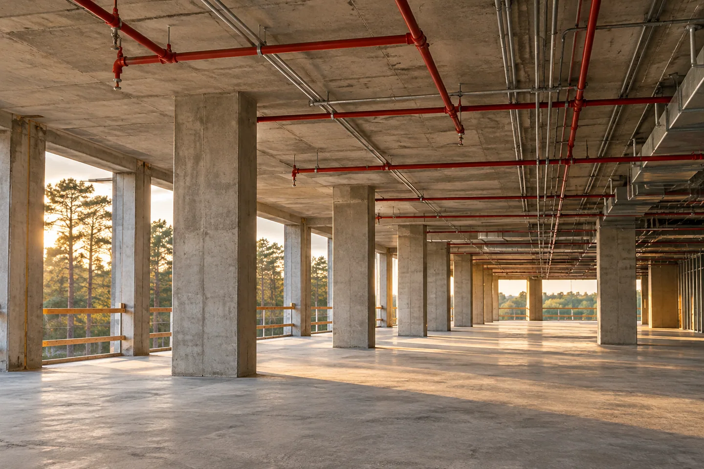 A commercial interior during construction